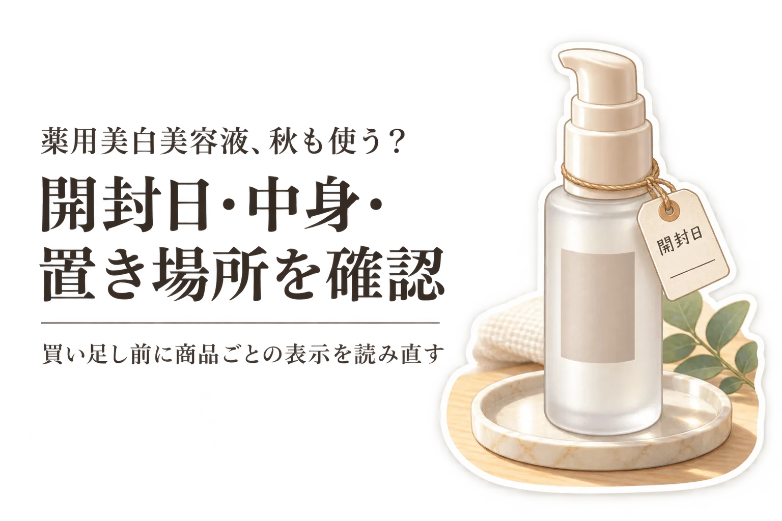 薬用美白美容液・クリームは秋に買い足す？夏からの開封後・容器・保管表示を確認